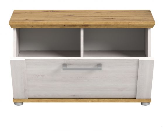 Garderobe Sitzbank Mirano in wei� L�rche und Eiche Artisan Landhaus Garderobenbank 80 cm