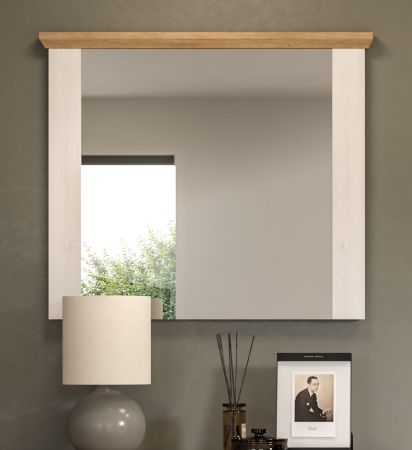 Garderobenspiegel Mirano in wei� L�rche und Eiche Artisan Landhaus Spiegel 82 cm