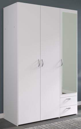Kleiderschrank Enjour in wei� Dreht�renschrank 3-t�rig mit Spiegel 120 x 185 cm