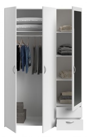 Kleiderschrank Enjour in wei� Dreht�renschrank 3-t�rig mit Spiegel 120 x 185 cm