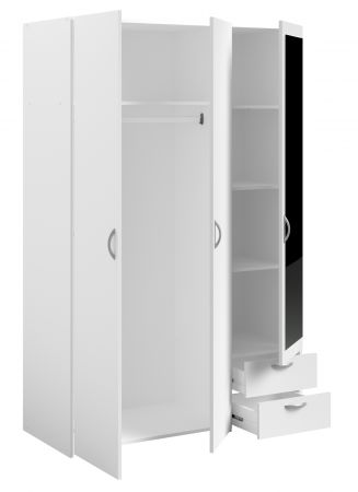 Kleiderschrank Enjour in wei� Dreht�renschrank 3-t�rig mit Spiegel 120 x 185 cm