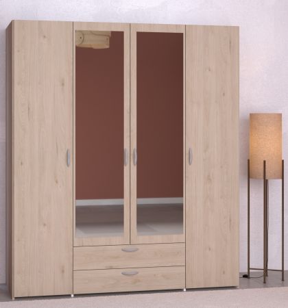 Kleiderschrank Enjour in Jackson Eiche Dreht�renschrank 4-t�rig mit Spiegel 160 x 185 cm