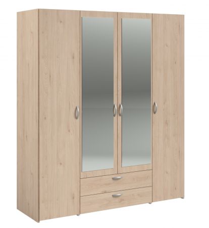 Kleiderschrank Enjour in Jackson Eiche Dreht�renschrank 4-t�rig mit Spiegel 160 x 185 cm