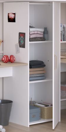Parisot Hochbett Alex in wei� und Eiche Jugendzimmer mit 2x Bett Liegefl�che 90 x 200 cm