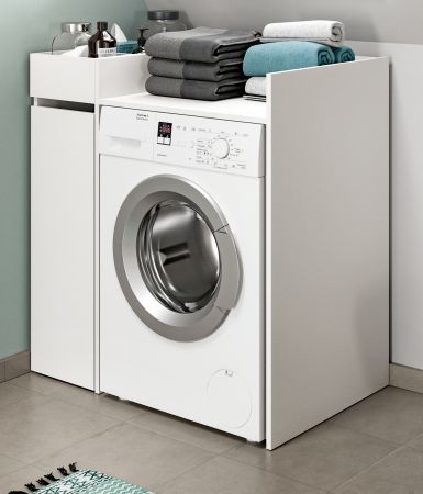 Waschmaschinenumbau Set Flexy in wei� 2-teilig �berbauschrank und Anstellregal