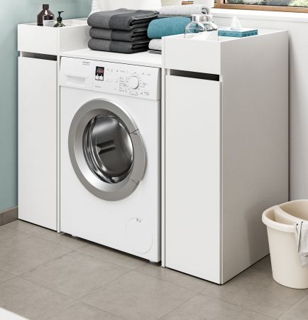 Waschmaschinenumbau Set Flexy in wei� 3-teilig �berbauschrank und 2 x Anstellregal