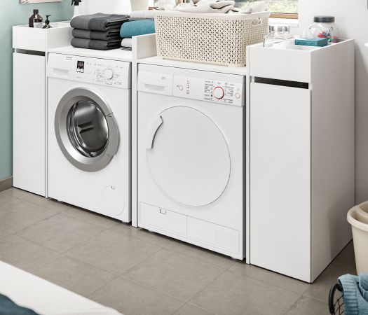 Waschmaschinenumbau Set Flexy in wei� 4-teilig 2 x �berbauschrank und 2 x Anstellregal