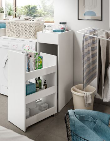 Waschmaschinenumbau Set Flexy in wei� 4-teilig 2 x �berbauschrank und 2 x Anstellregal