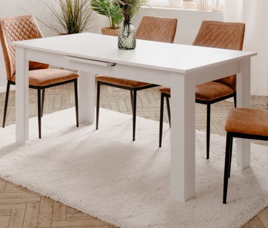 Esstisch Finham in wei� Tisch mit Liftauszug 160 / 200 x 80