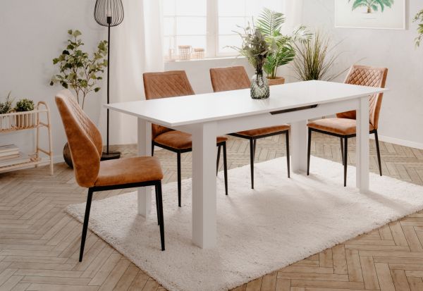 Esstisch Finham in wei� Tisch mit Liftauszug 160 / 200 x 80
