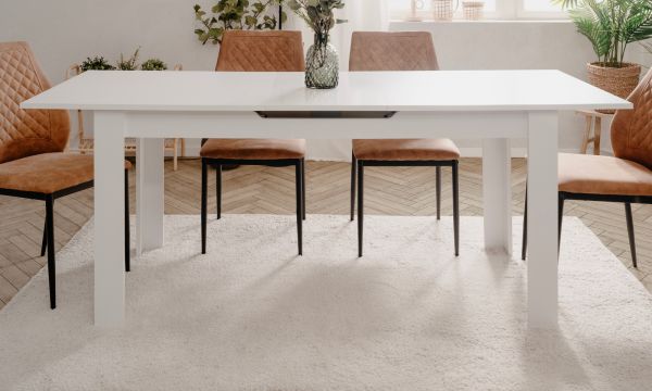 Esstisch Finham in wei� Tisch mit Liftauszug 160 / 200 x 80