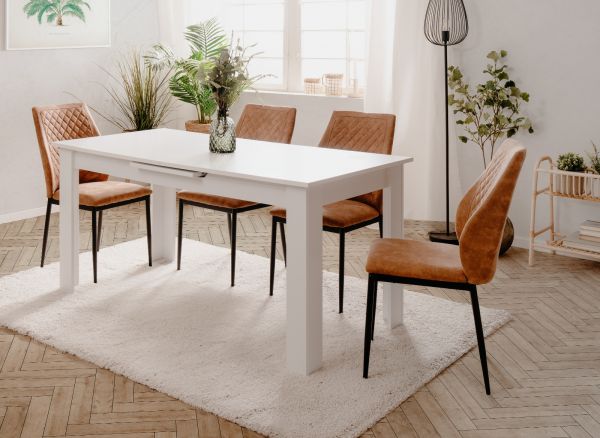 Esstisch Finham in wei� Tisch mit Liftauszug 160 / 200 x 80