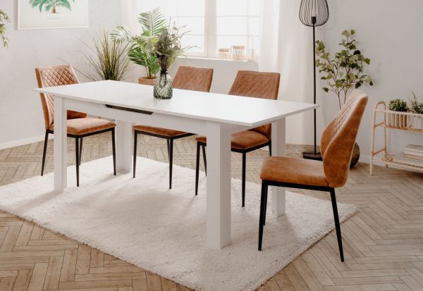 Esstisch Finham in wei� Tisch mit Liftauszug 160 / 200 x 80