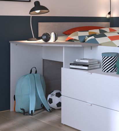 Parisot Kinder- und Jugendzimmer Milky13 in wei� und grau Loft Komplett-Set 3-teilig