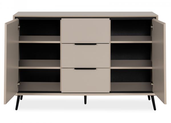 Sideboard Brebbia in sand und schwarz Kommode 135 cm, Soft-Close-Funktion