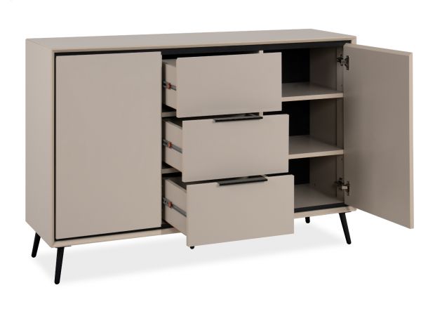 Sideboard Brebbia in sand und schwarz Kommode 135 cm, Soft-Close-Funktion
