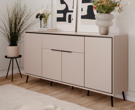 Sideboard Brebbia in sand und schwarz Kommode 175 cm, Soft-Close-Funktion