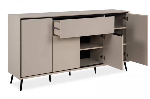 Sideboard Brebbia in sand und schwarz Kommode 175 cm, Soft-Close-Funktion