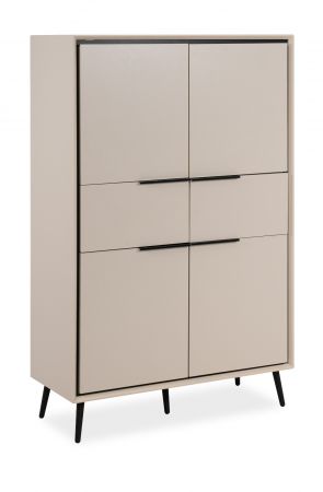 Highboard Brebbia in sand und schwarz Kommode 90 x 140 cm, Soft-Close-Funktion