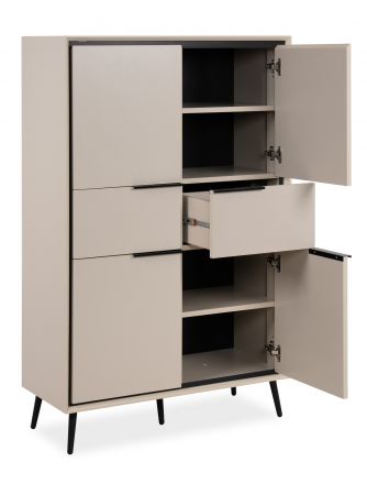 Highboard Brebbia in sand und schwarz Kommode 90 x 140 cm, Soft-Close-Funktion