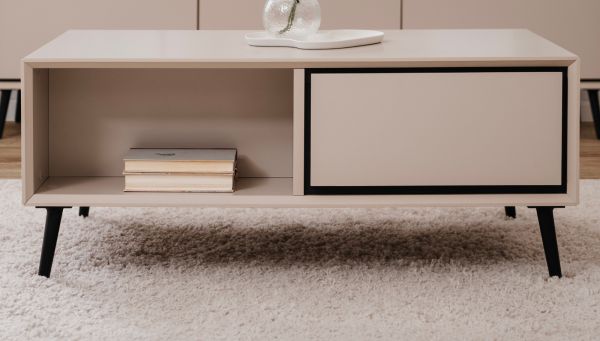 Couchtisch Brebbia in sand und schwarz Beistelltisch 94 x 55 cm