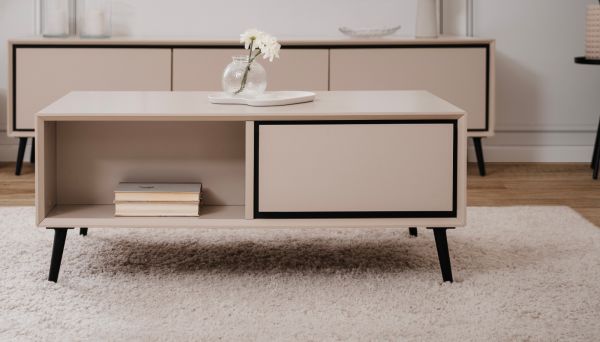 Couchtisch Brebbia in sand und schwarz Beistelltisch 94 x 55 cm