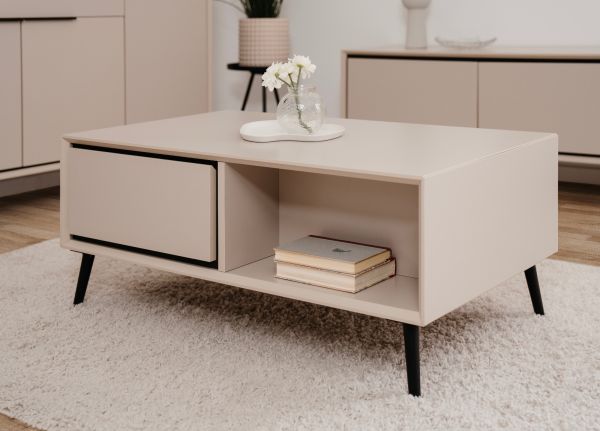 Couchtisch Brebbia in sand und schwarz Beistelltisch 94 x 55 cm