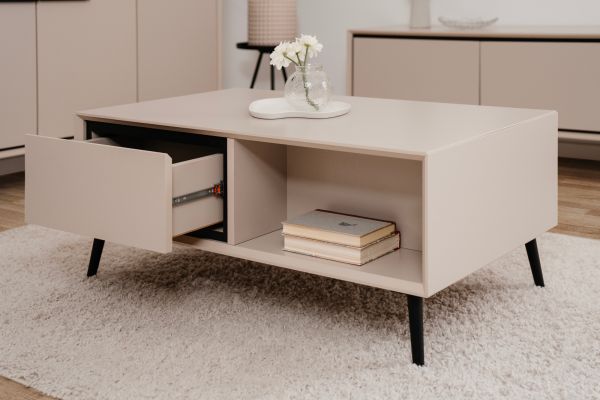 Couchtisch Brebbia in sand und schwarz Beistelltisch 94 x 55 cm