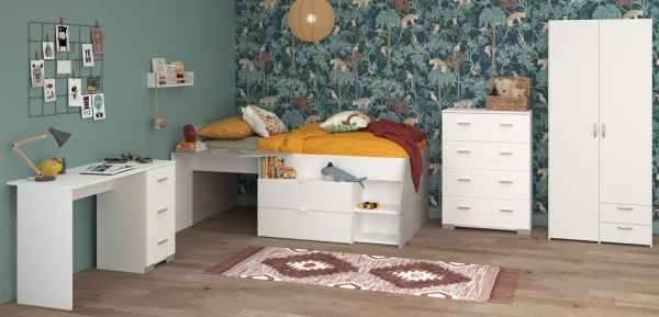 Parisot Kinder- und Jugendzimmer Milky11 in wei� und grau Loft Komplett-Set 4-teilig
