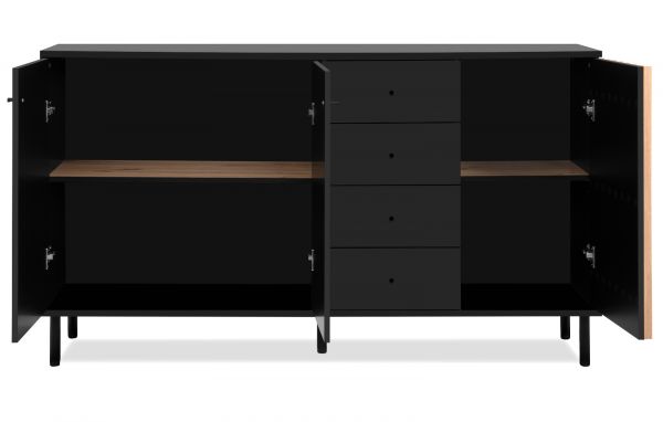 Sideboard Biella in schwarz und Artisan Eiche, 160 x 90 cm Anti Fingerprint beschichtet