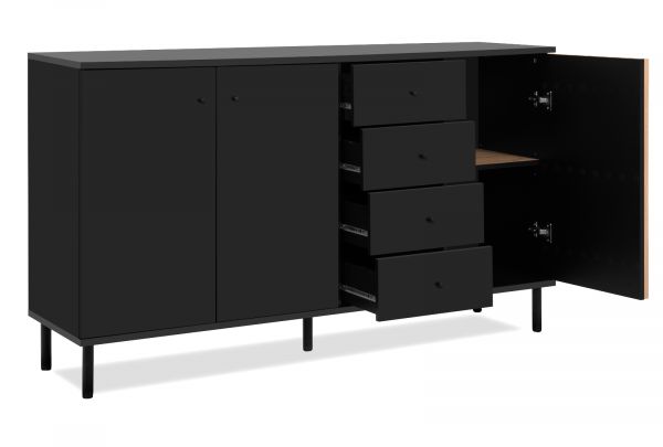 Sideboard Biella in schwarz und Artisan Eiche, 160 x 90 cm Anti Fingerprint beschichtet