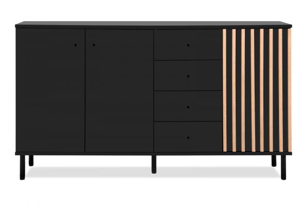 Sideboard Biella in schwarz und Artisan Eiche, 160 x 90 cm Anti Fingerprint beschichtet