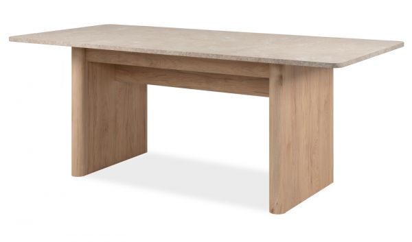 Esstisch Jaron in Sandstein und Hickory Walnuss Tisch ausziehbar 160 / 200 x 90 cm