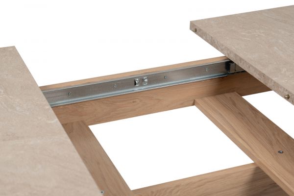 Esstisch Jaron in Sandstein und Hickory Walnuss Tisch ausziehbar 160 / 200 x 90 cm