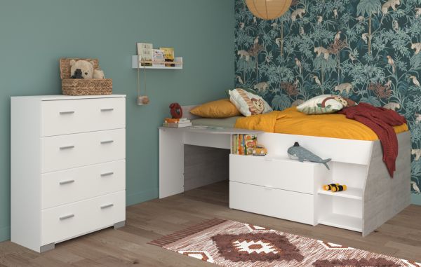 Parisot Kinder- und Jugendzimmer Milky16 in wei� und grau Loft Komplett-Set 2-teilig