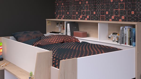 Parisot Kinder- und Jugendzimmer Lucas11 in wei� und Eiche Komplett-Set 2-teilig