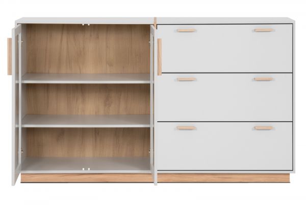 Sideboard Hanno in grau und Hickory Walnuss Kommode 163 x 94 cm