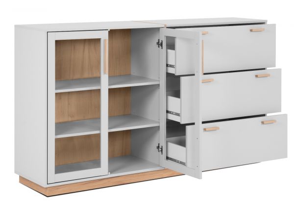 Sideboard Hanno in grau und Hickory Walnuss Kommode 163 x 94 cm