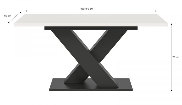 Esstisch Home-X in wei� und grau Tisch ausziehbar 150 - 190 cm