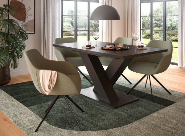 Esstisch Home-X in grau Tisch ausziehbar 150 - 190 cm