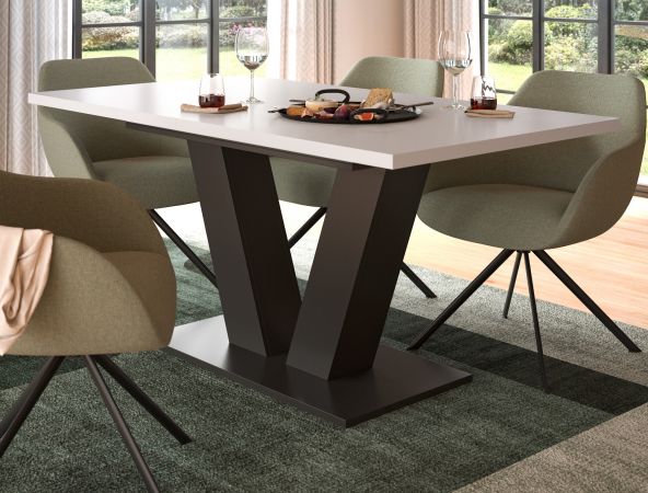 Esstisch Home-X in wei� und grau Tisch ausziehbar 150 - 190 cm