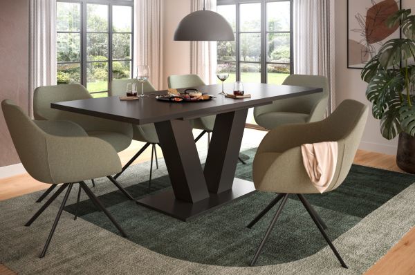 Esstisch Home-X in grau Tisch ausziehbar 150 - 190 cm