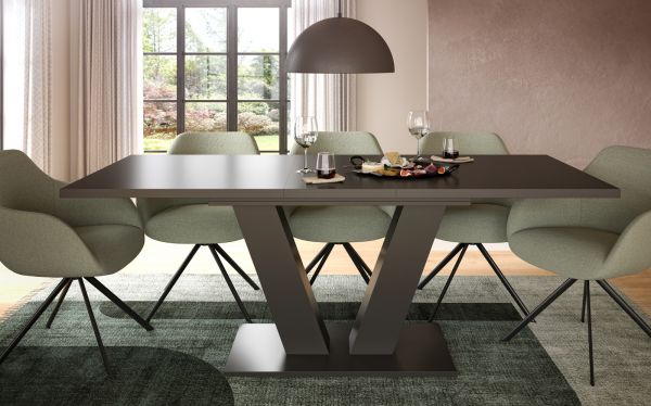 Esstisch Home-X in grau Tisch ausziehbar 150 - 190 cm
