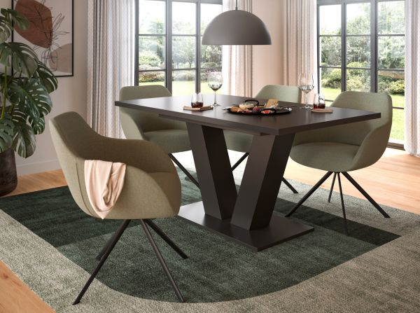 Esstisch Home-X in grau Tisch ausziehbar 150 - 190 cm