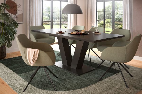 Esstisch Home-X in grau Tisch ausziehbar 150 - 190 cm