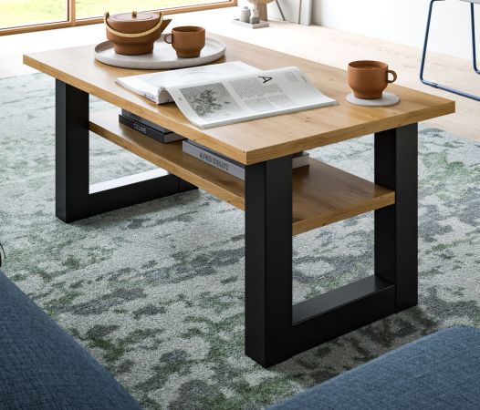 Couchtisch Eldon in Artisan Eiche und grau Beistelltisch 90 x 50 cm