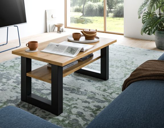 Couchtisch Eldon in Artisan Eiche und grau Beistelltisch 90 x 50 cm