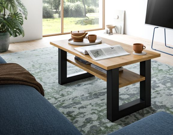 Couchtisch Eldon in Artisan Eiche und grau Beistelltisch 90 x 50 cm