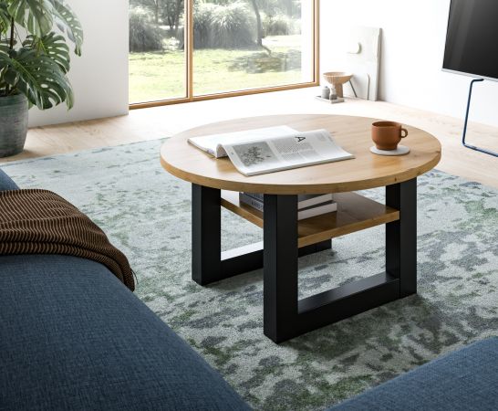 Couchtisch Eldon in Artisan Eiche und grau Beistelltisch rund � 75 cm