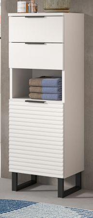 Badezimmer Kommode Roove in wei� mit 3D-Wellenstruktur Badkommode, Soft-Close-Funktion